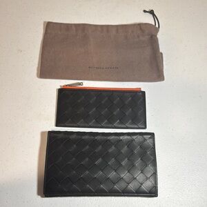 Bottega Veneta Black Leather Wallet Duo
